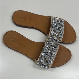 New Schutz Jolie Sandal with Gems in Eggshell Size 6.5